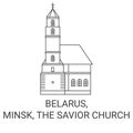 Belarus, Minsk, The Savior Church travel landmark vector illustration