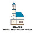 Belarus, Minsk, The Savior Church travel landmark vector illustration