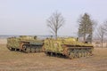 Belarus. Minsk. Soviet old BMP (Armored tracked vehicle) in the museum Stalin Line.