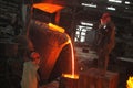 Belarus, Minsk, 2014. Work in the foundry. molten metal worker at a metallurgical plant