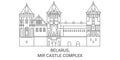 Belarus, Mir Castle Complex travel landmark vector illustration