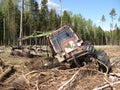 Belarus Mtz 82 forestry tractor stuck in deep mud