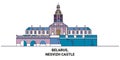 Belarus, Nesvizh Castle travel landmark vector illustration