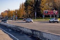 BELARUS, NOVOPOLOTSK - SEPTEMBER 29, 2019: Police car on wide empty road