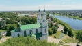 Belarus, Polotsk Aerial Cityscape: River with Cathedral of Saint Sophia