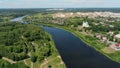 Belarus, Polotsk Cityscape: Dvina River and Cathedral of Saint Sophia
