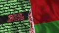 Belarus Realistic Flag with Cyber Attack Titles Illustration