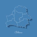 Belarus region map: blue with white outline and.