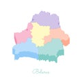 Belarus region map: colorful isometric top view.