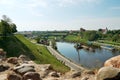 Belarus. The river Neman in the city of Grodno in Belarus. May 24, 2017 Royalty Free Stock Photo