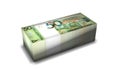 Belarus 50 Roubles Money Stack on White Background