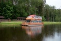 Belarus. The ship is on the Augustow canal in Belarus. May 24, 2017 Royalty Free Stock Photo