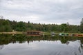 Belarus. The ship is on the Augustow canal in Belarus. May 24, 2017 Royalty Free Stock Photo