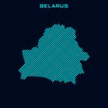 Belarus Striped Map Vector Design Template With Blue Background. Royalty Free Stock Photo