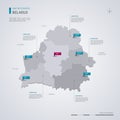 Belarus vector map with infographic elements, pointer marks