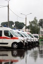 BELARUS, VITEBSK - SEPTEMBER 10, 2020: Ambulances in parking lot at clinic