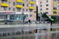 BELARUS, VITEBSK - SEPTEMBER 10, 2020: People at the crosswalk