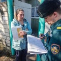 Belarusian firefighters inspect private homes for fire safety In the Gomel region.