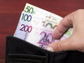 Belarusian money in the black wallet