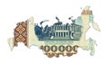 100000 belarusian ruble bank note in shape of russia