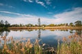 Belarusian Or Russian Wooden House In Village Or Countryside Of Belarus Or Russia Countries With Lake Pond River At Royalty Free Stock Photo