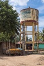 Water tower at corn processing farm in Belathur, Karnataka India