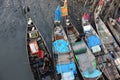 Belawan, Indonesia - Juni 27 2022: Old Fishing Boats, Aerial Photo, View From Above