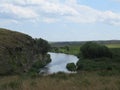 Belaya river in mountains hills