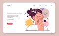 Belching and nausea web banner or landing page set. Character covers