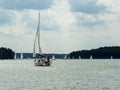 Beldany lake Masuria Poland 28 of July 2020. Yacht back.
