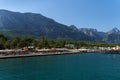 Beldibi, Antalya province, Turkey. 13 October, 2019. A view of the Turkish coast of Kemer, filled with hotels and piers Royalty Free Stock Photo