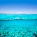 Belearic islands turquoise sea in out waterline Royalty Free Stock Photo