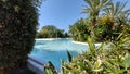 Belek, Turkey - May 2021: Hut on a tropical island. Cottage with pool in the jungle. Close-up. Tropical plants around the cottage Royalty Free Stock Photo