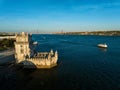 Belem Tower on the bank of the Tagus River at sunset. Lisbon, Portugal Royalty Free Stock Photo