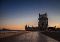 Belem tower, famous tourist attraction in Lisbon, Portugal, at sunset Royalty Free Stock Photo