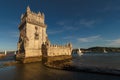 Belem Tower is a fortified tower on the Tagus river at sunset. Lisbon. Portugal. UNESCO World Heritage Site. Top tourist attractio Royalty Free Stock Photo