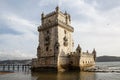 Belem Tower is a fortified tower located in the civil parish of Santa Maria de Belem in Lisbon, Portugal Royalty Free Stock Photo