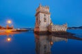 Belem Tower in Lisbon at night, Portugal Royalty Free Stock Photo