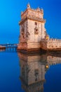 Belem Tower in Lisbon at night, Portugal