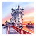 Belem Tower in Lisbon at sunset, Portugal Royalty Free Stock Photo