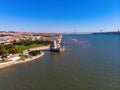 Belem Tower A medieval castle fortification on the Tagus river of Lisbon Portugal Royalty Free Stock Photo