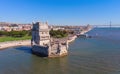 Belem Tower A medieval castle fortification on the Tagus river of Lisbon Portugal Royalty Free Stock Photo