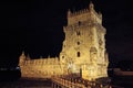 Belem Tower, 16th-century ceremonial gateway to Lisbon, Portugal, night view Royalty Free Stock Photo