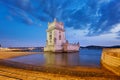 Belem Tower on the bank of the Tagus River in twilight. Lisbon, Portugal Royalty Free Stock Photo