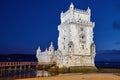 Belem Tower at sunset blue hour Royalty Free Stock Photo