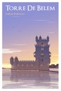 Belem Tower. Time to travel. Quality vector poster.