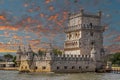 The Belem Tower, Torre de Belem, built 1514-1520 in Lisbon, Portugal Royalty Free Stock Photo