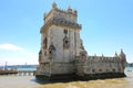 The Belem Tower Torre de Belem, Lisbon, Portugal. It is an iconic site of the city, originally built as a defence tower, today Royalty Free Stock Photo