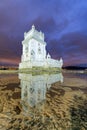 Belem Tower with water reflections at night, Lisbon - Portugal Royalty Free Stock Photo