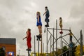 Acrobatic performers entertaining the crowds in Belfast with their skill